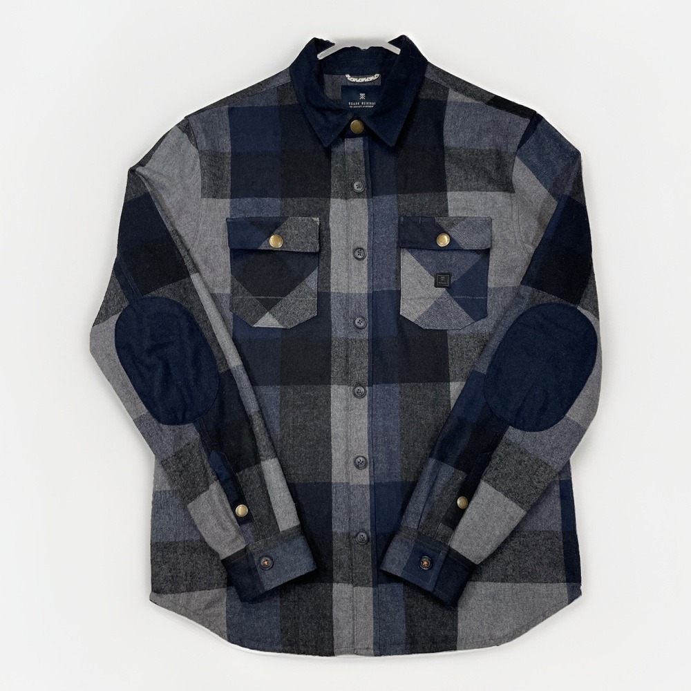 Roark Revival Men's M Wool Blend Flannel Shirt Elbow Patches Snap Chest Pockets